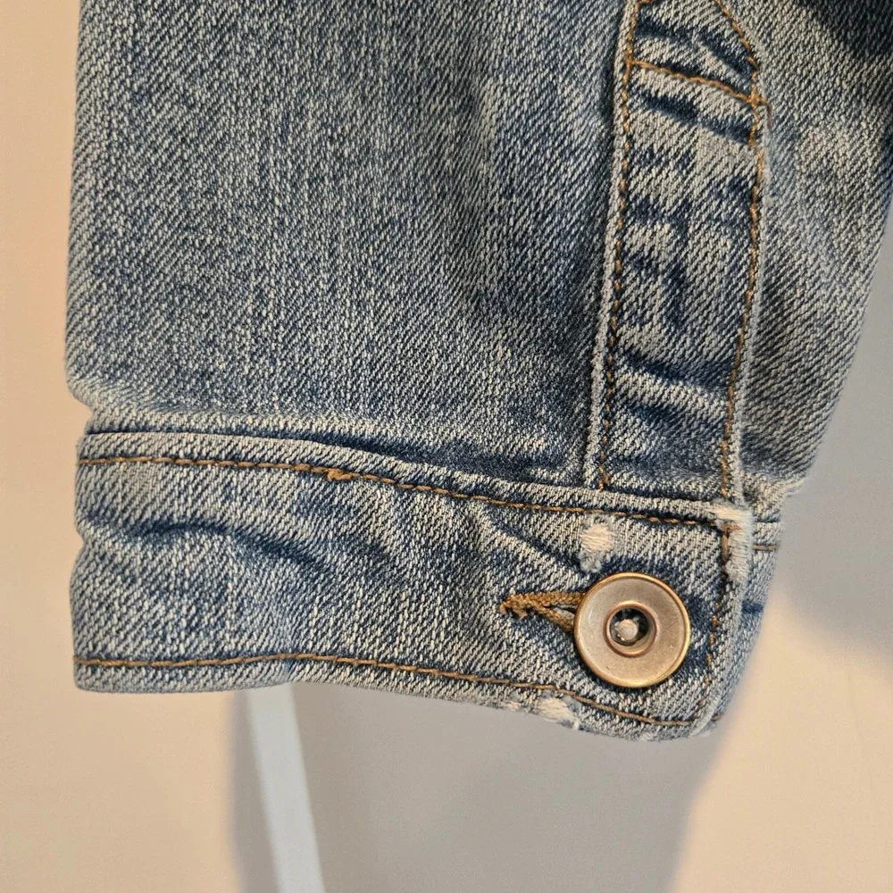 The Childrens Place Girls L 10/12 Denim Jacket Medium‎ Wash Blue Stretch